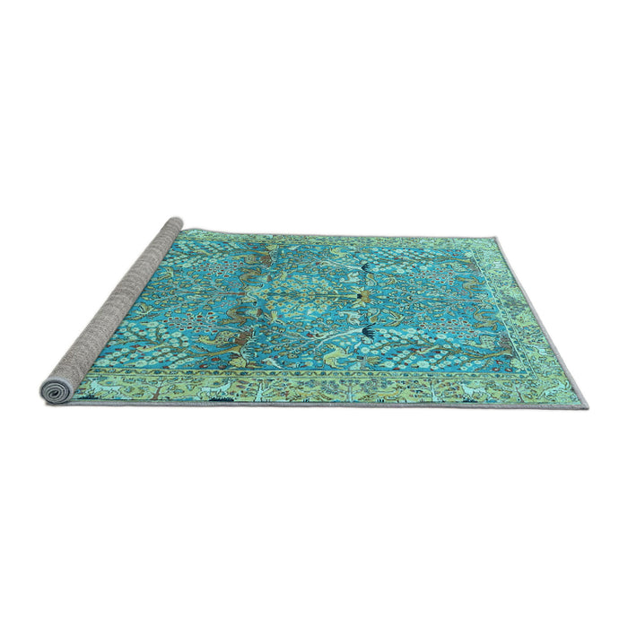 Sideview of Machine Washable Animal Light Blue Traditional Rug, wshtr4391lblu