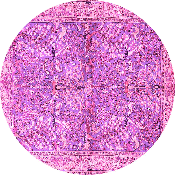 Round Machine Washable Animal Pink Traditional Rug, wshtr4391pnk