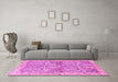 Machine Washable Animal Pink Traditional Rug in a Living Room, wshtr4391pnk