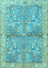 Animal Light Blue Traditional Rug, tr4391lblu