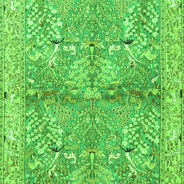 Serging Thickness of Machine Washable Animal Green Traditional Area Rugs, wshtr4391grn