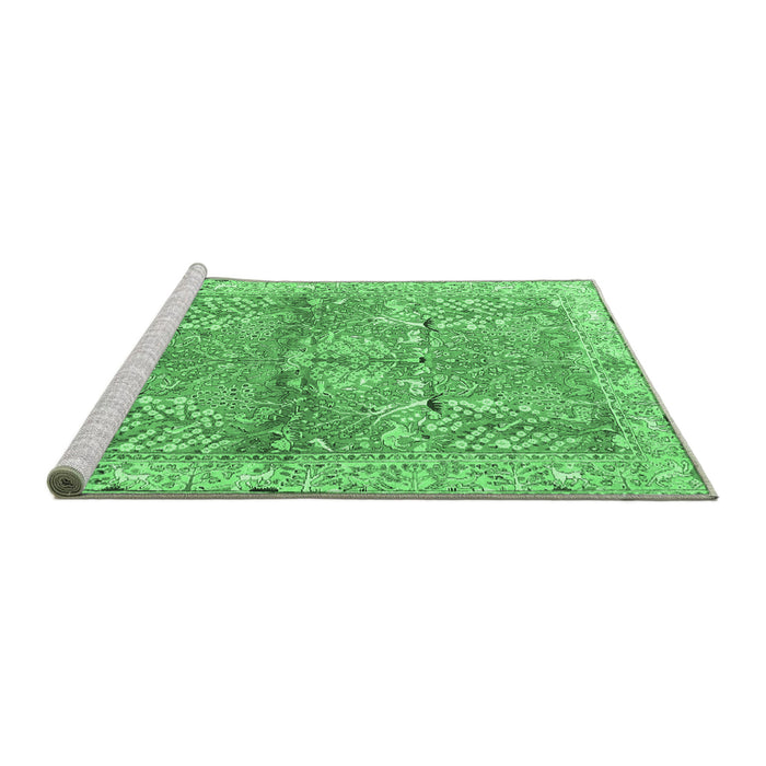 Sideview of Machine Washable Animal Emerald Green Traditional Area Rugs, wshtr4391emgrn