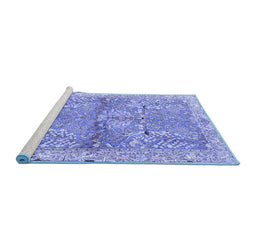 Sideview of Machine Washable Animal Blue Traditional Rug, wshtr4391blu
