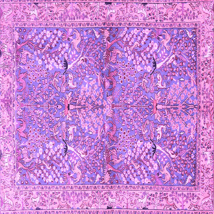 Square Machine Washable Animal Purple Traditional Area Rugs, wshtr4391pur