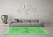 Machine Washable Animal Emerald Green Traditional Area Rugs in a Living Room,, wshtr4391emgrn