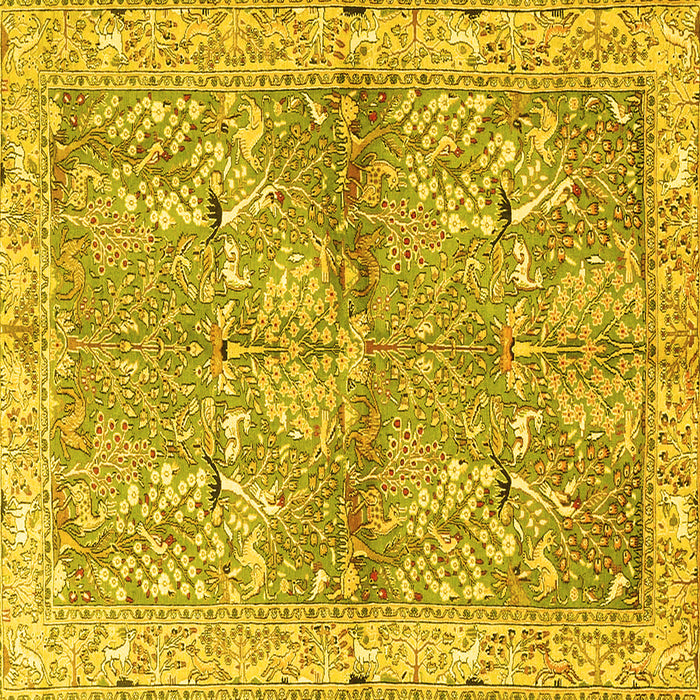 Square Machine Washable Animal Yellow Traditional Rug, wshtr4391yw