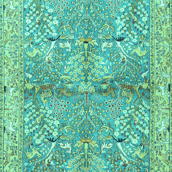 Machine Washable Animal Turquoise Traditional Area Rugs, wshtr4391turq