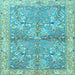 Square Machine Washable Animal Light Blue Traditional Rug, wshtr4391lblu