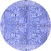 Round Animal Blue Traditional Rug, tr4391blu