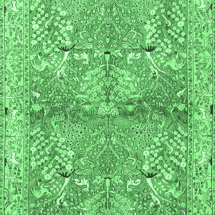 Machine Washable Animal Emerald Green Traditional Area Rugs, wshtr4391emgrn