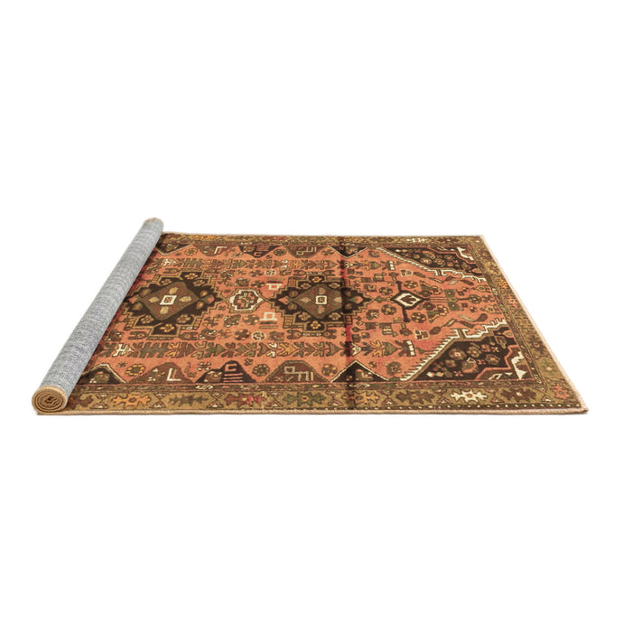 Sideview of Machine Washable Persian Brown Traditional Rug, wshtr4392brn