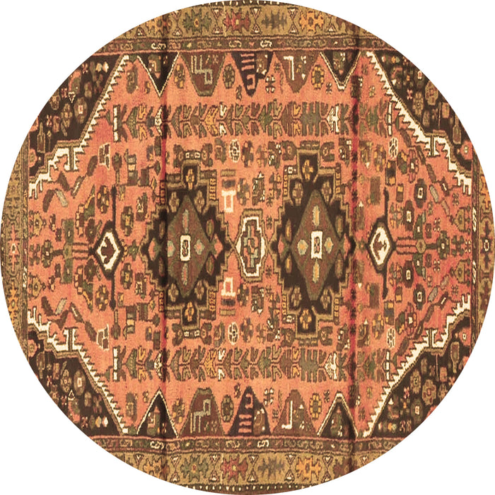 Round Persian Brown Traditional Rug, tr4392brn