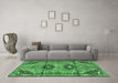 Machine Washable Persian Emerald Green Traditional Area Rugs in a Living Room,, wshtr4392emgrn