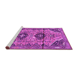 Sideview of Machine Washable Persian Purple Traditional Area Rugs, wshtr4392pur