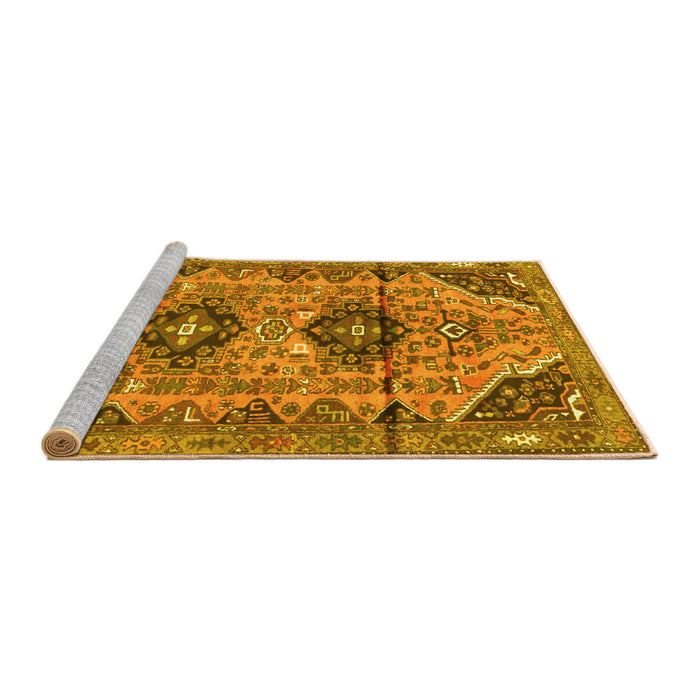 Sideview of Machine Washable Persian Yellow Traditional Rug, wshtr4392yw