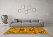 Machine Washable Persian Yellow Traditional Rug in a Living Room, wshtr4392yw