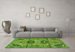 Machine Washable Persian Green Traditional Area Rugs in a Living Room,, wshtr4392grn