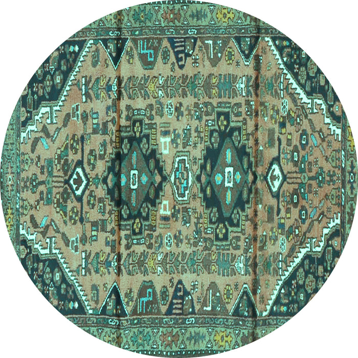 Round Persian Turquoise Traditional Rug, tr4392turq