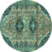 Round Persian Turquoise Traditional Rug, tr4392turq