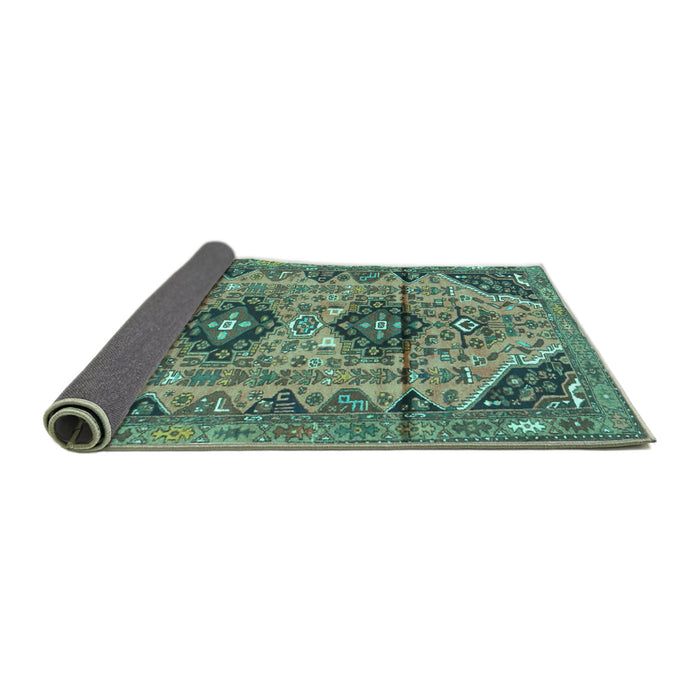 Sideview of Persian Turquoise Traditional Rug, tr4392turq
