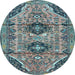 Round Persian Light Blue Traditional Rug, tr4392lblu