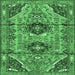 Square Persian Emerald Green Traditional Rug, tr4392emgrn