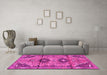 Machine Washable Persian Pink Traditional Rug in a Living Room, wshtr4392pnk