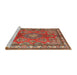 Sideview of Machine Washable Traditional Orange Brown Rug, wshtr4393