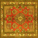 Square Medallion Yellow Traditional Rug, tr4393yw