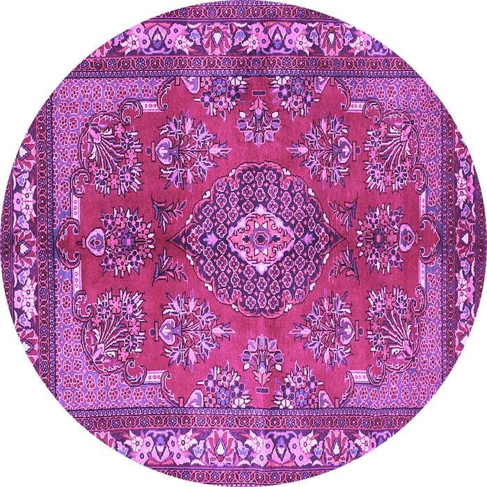 Round Medallion Purple Traditional Rug, tr4393pur