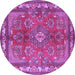 Round Medallion Purple Traditional Rug, tr4393pur