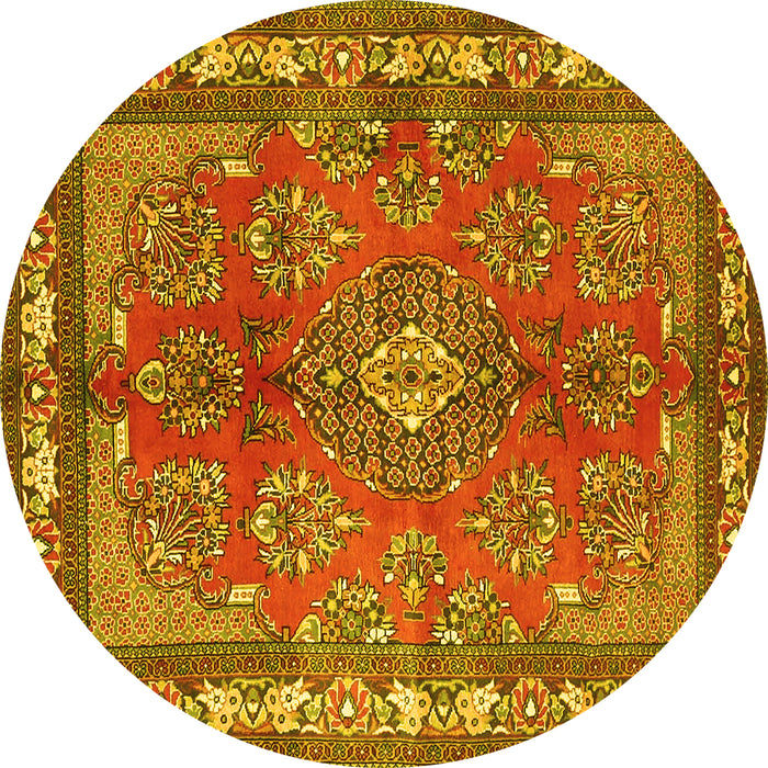 Round Medallion Yellow Traditional Rug, tr4393yw