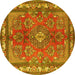 Round Medallion Yellow Traditional Rug, tr4393yw