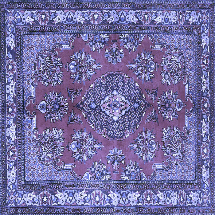 Square Medallion Blue Traditional Rug, tr4393blu