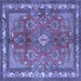 Square Medallion Blue Traditional Rug, tr4393blu