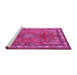 Sideview of Machine Washable Medallion Pink Traditional Rug, wshtr4393pnk