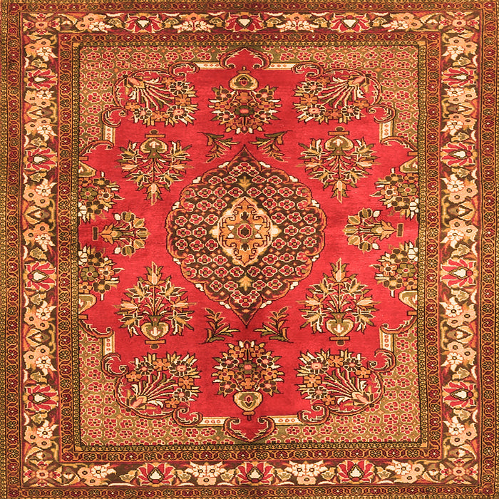 Serging Thickness of Medallion Orange Traditional Rug, tr4393org
