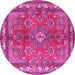 Round Medallion Pink Traditional Rug, tr4393pnk