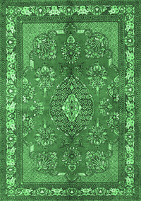 Medallion Emerald Green Traditional Rug, tr4393emgrn