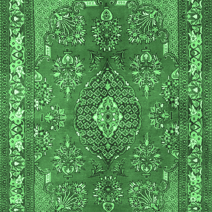 Medallion Emerald Green Traditional Rug, tr4393emgrn