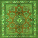 Round Machine Washable Medallion Green Traditional Area Rugs, wshtr4393grn