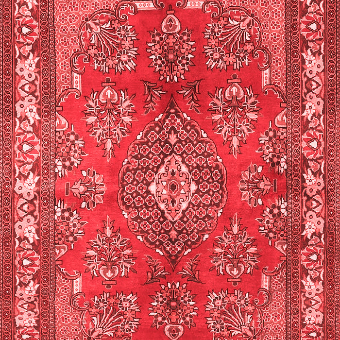 Machine Washable Medallion Red Traditional Rug, wshtr4393red