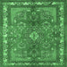 Square Medallion Emerald Green Traditional Rug, tr4393emgrn