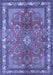 Machine Washable Medallion Blue Traditional Rug, wshtr4393blu