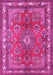 Machine Washable Medallion Pink Traditional Rug, wshtr4393pnk