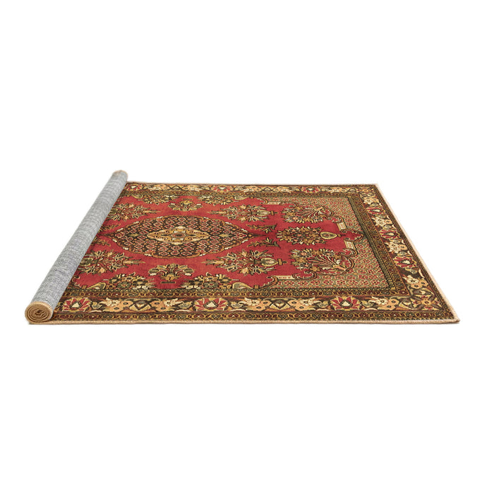 Sideview of Machine Washable Medallion Brown Traditional Rug, wshtr4393brn
