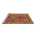 Sideview of Machine Washable Medallion Brown Traditional Rug, wshtr4393brn