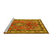 Sideview of Machine Washable Medallion Yellow Traditional Rug, wshtr4393yw