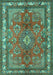 Medallion Turquoise Traditional Rug, tr4393turq