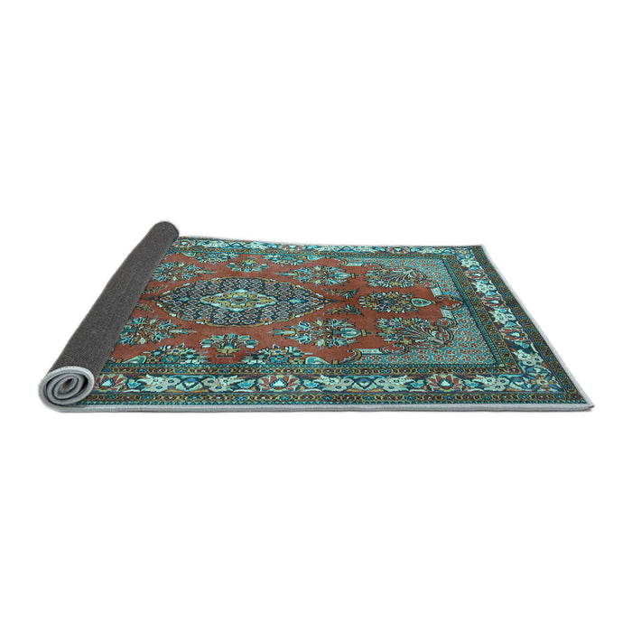 Sideview of Medallion Light Blue Traditional Rug, tr4393lblu